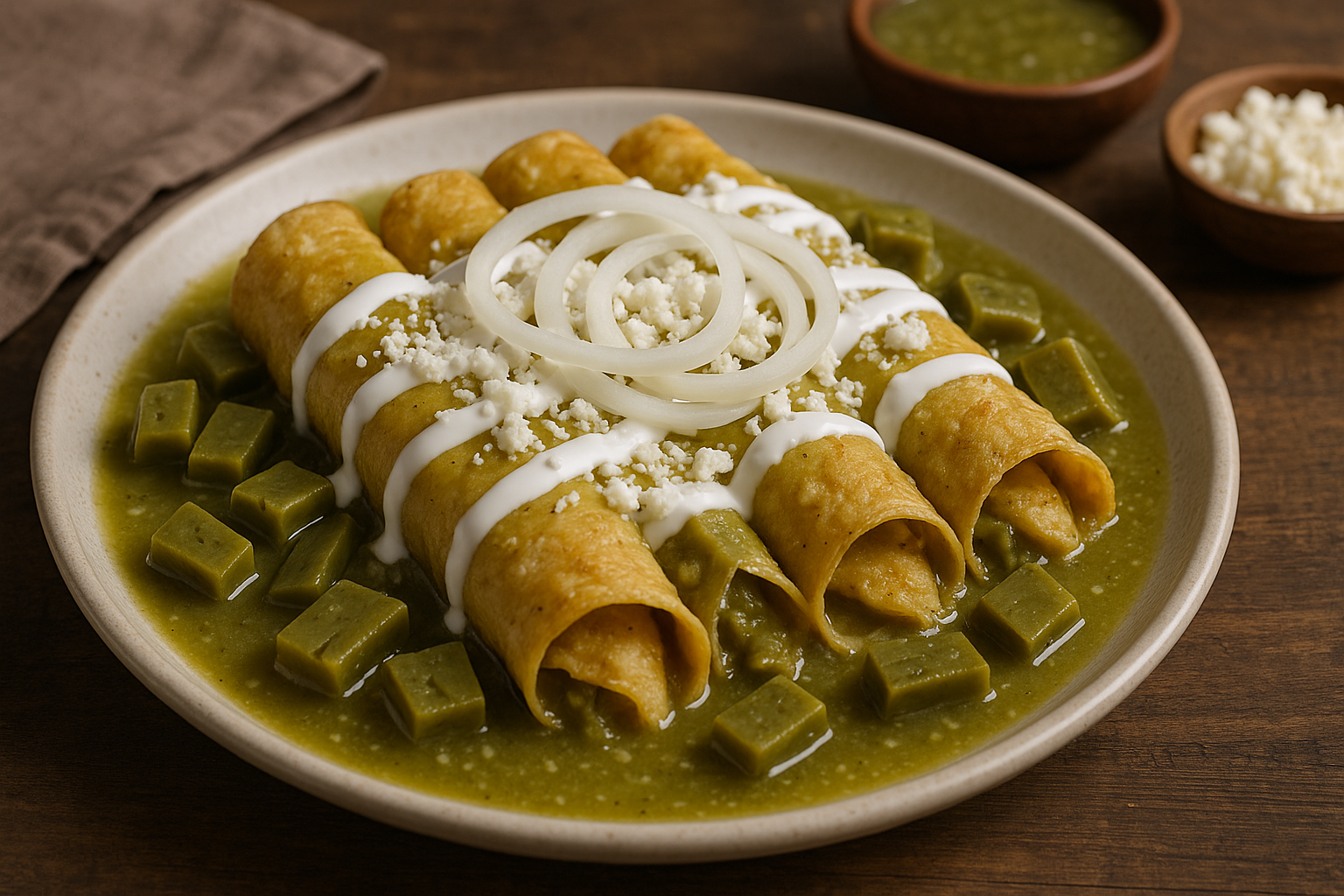 Enchiladas verdes con nopales