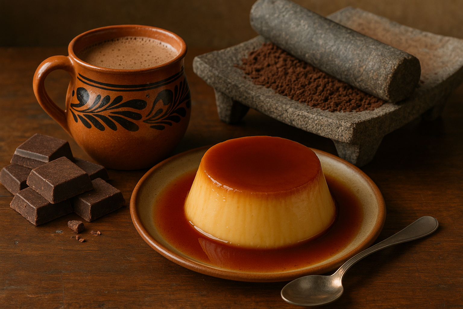 Oaxacano kakao ja postres: chocolate de metate kuni flanini