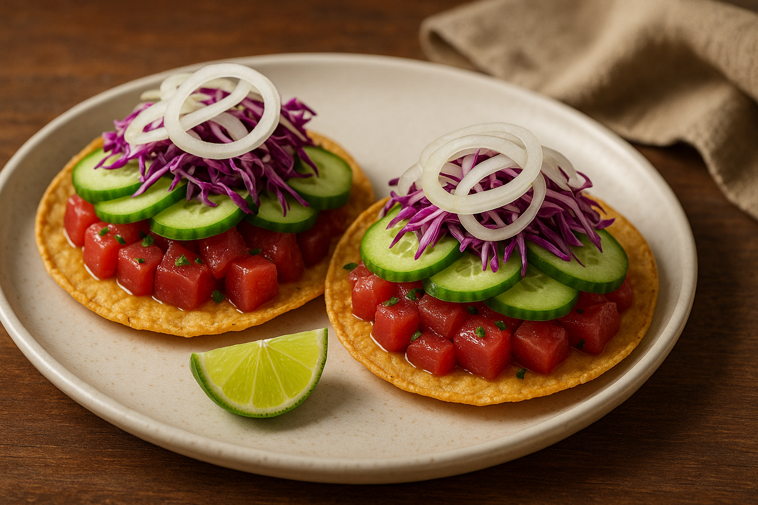 Tostadas de atún estilo Ensenada